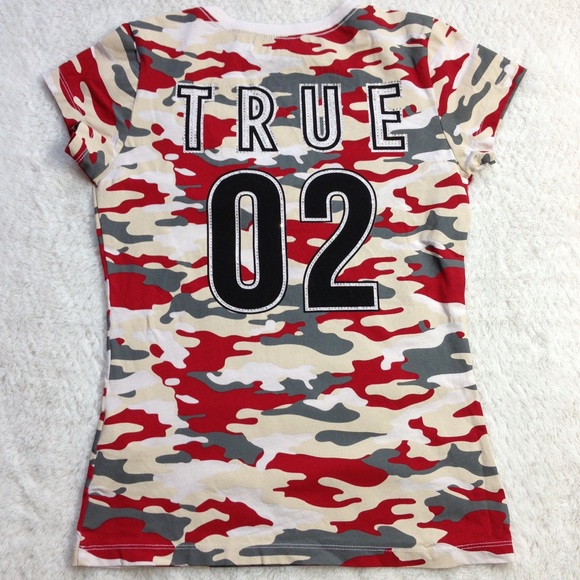 True Religion Camo Printed V-Neck Tee - Picture 2 of 9
